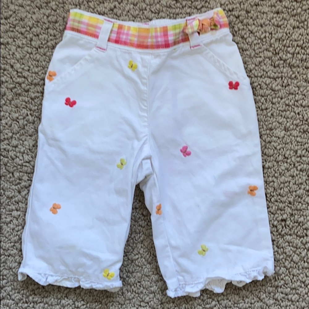 Almost New Gymboree White Shorts with Embroidered Butterflies